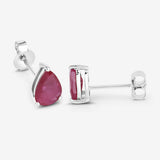 1.60 Carat Genuine Ruby 10K White Gold Earrings