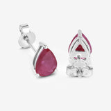 1.60 Carat Genuine Ruby 10K White Gold Earrings