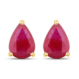 1.60 Carat Genuine Ruby 10K Yellow Gold Earrings