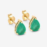 1.30 Carat Genuine Zambian Emerald 10K Yellow Gold Earrings