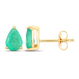 1.30 Carat Genuine Zambian Emerald 10K Yellow Gold Earrings