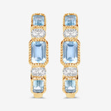 2.66 Carat Genuine Blue Topaz and White Topaz .925 Sterling Silver Earrings