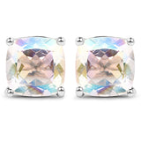 4.20cttw Crystal Rainbow Mystic Quartz .925 Sterling Silver Earrings