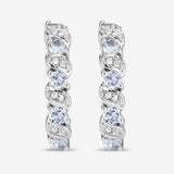1.08 Carat Genuine Aquamarine and White Topaz .925 Sterling Silver Earrings