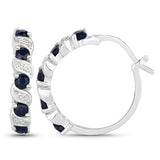 1.28 Carat Genuine Blue Sapphire and White Topaz .925 Sterling Silver Earrings