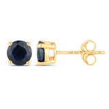 1.70 Carat Genuine Blue Sapphire 14K Yellow Gold Earrings