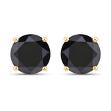 4.30 Carat Genuine Black Diamond 14K Yellow Gold Earrings