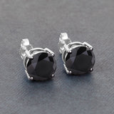 4.25 Carat Genuine Black Diamond 14K White Gold Earrings