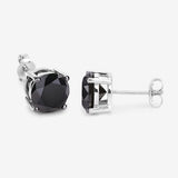4.25 Carat Genuine Black Diamond 14K White Gold Earrings