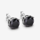 4.25 Carat Genuine Black Diamond 14K White Gold Earrings
