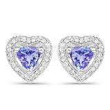 1.18 Carat Genuine Tanzanite & White Topaz .925 Sterling Silver Earrings