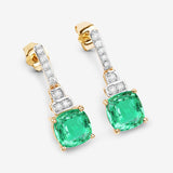 2.72 Carat Genuine Ethiopian Emerald and White Diamond 14K Yellow Gold Earrings