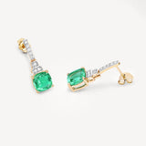 2.72 Carat Genuine Ethiopian Emerald and White Diamond 14K Yellow Gold Earrings