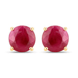 0.86 Carat Genuine Ruby 10K Yellow Gold Earrings