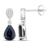 2.76 Carat Genuine Blue Sapphire and White Diamond 14K White Gold Earrings