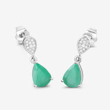 2.28 Carat Genuine Zambian Emerald and White Diamond 10K White Gold Earrings