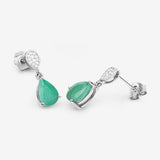 2.28 Carat Genuine Zambian Emerald and White Diamond 10K White Gold Earrings