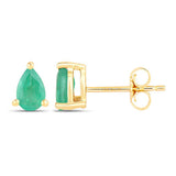 0.70 Carat Genuine Zambian Emerald 10K Yellow Gold Earrings