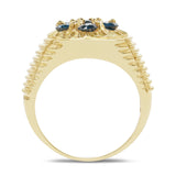 14K Yellow Gold Plated 1.40 Carat Genuine Blue Diamond .925 Sterling Silver Ring