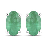 0.38 Carat Genuine Zambian Emerald 10K White Gold Earrings