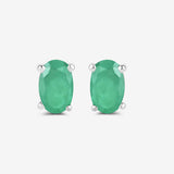 0.38 Carat Genuine Zambian Emerald 10K White Gold Earrings