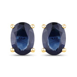 1.90 Carat Genuine Blue Sapphire 10K Yellow Gold Earrings