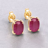 1.70 Carat Genuine Ruby 10K Yellow Gold Earrings