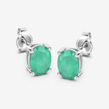 1.44 Carat Genuine Zambian Emerald 10K White Gold Earrings