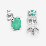 1.44 Carat Genuine Zambian Emerald 10K White Gold Earrings