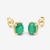 1.44 Carat Genuine Zambian Emerald 10K Yellow Gold Earrings