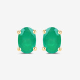 0.88 Carat Genuine Zambian Emerald 10K Yellow Gold Earrings