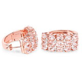 14K Rose Gold Plated 5.94 Carat Genuine Morganite and White Diamond .925 Sterling Silver Earrings