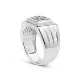 .925 Sterling Silver Diamond Accent Miracle-Set 9 Stone Ridged Band Gentlemen's Fashion Ring (I-J Color, I3 Clarity) - Size 10
