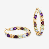 5.44 Carat Genuine Multi Stones .925 Sterling Silver Earrings
