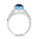 4.77 Carat Genuine Swiss Blue Topaz and Tanzanite .925 Sterling Silver Ring