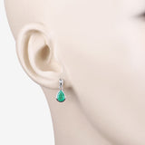 1.35 Carat Genuine Zambian Emerald and White Diamond 10K White Gold Earrings