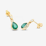 1.35 Carat Genuine Zambian Emerald and White Diamond 10K Yellow Gold Earrings