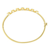 14K Yellow Gold Alternating Bezel Set 5MM Oval Shaped Tanzanite and 1/5 Cttw Diamond Bangle Bracelet (H-I Color, VS2-SI1 Clarity) - Fit's wrists up to 7.25" Inches