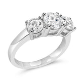 14K White Gold 2.00 Cttw Lab Grown Diamond 3 Stone Ring Band (F-G Color, VS1-VS2 Clarity) - Ring Size 7