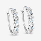 1.08 Carat Genuine Aquamarine and White Topaz .925 Sterling Silver Earrings