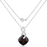 12.36 Carat Genuine Smoky Quartz and White Topaz .925 Sterling Silver Pendant