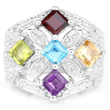 1.67 Carat Genuine Multi Stone .925 Sterling Silver Ring