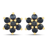 0.84 Carat Genuine Blue Sapphire 10K Yellow Gold Earrings
