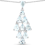 2.20 Carat Genuine Aquamarine .925 Sterling Silver Pendant
