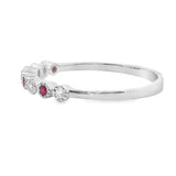 .14ct Ruby Diamond stackable band set 14KT White Gold