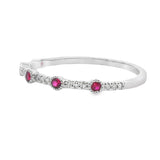 .16ct Ruby Diamond stackable band set 14KT White Gold