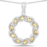 1.73 Carat Genuine Citrine and White Topaz .925 Sterling Silver Pendant