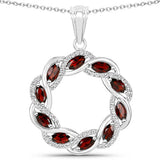 2.33 Carat Genuine Garnet and White Topaz .925 Sterling Silver Pendant
