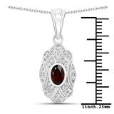 0.63 Carat Genuine Garnet and White Topaz .925 Sterling Silver Pendant