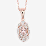 0.52 Carat Genuine Morganite and White Topaz .925 Sterling Silver Pendant